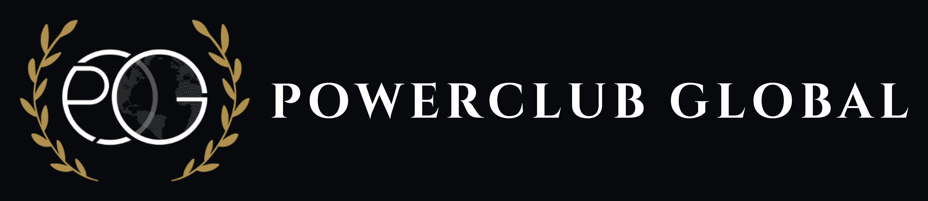 Powerclub Global logo, horizontal on black